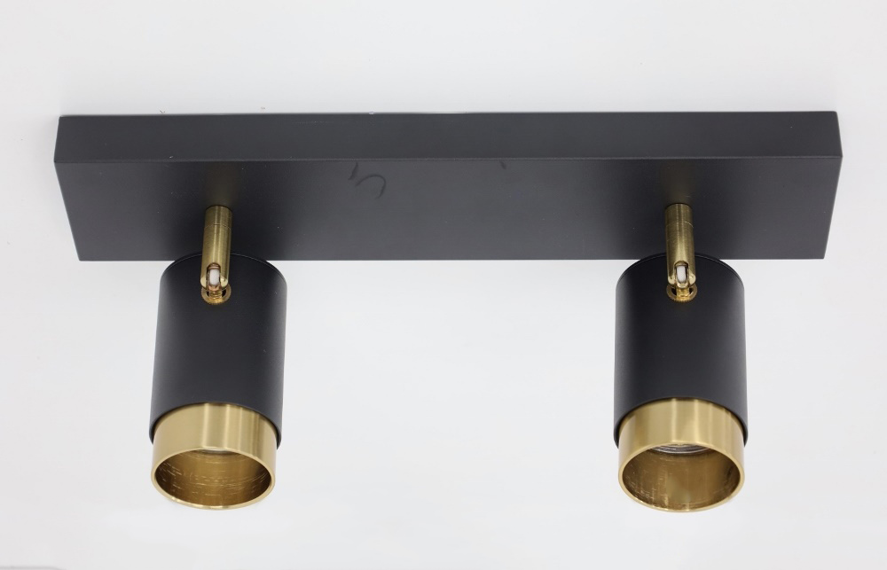 Elegante 2-lichts opbouwspot CAREGA balk | Zwart / Goud