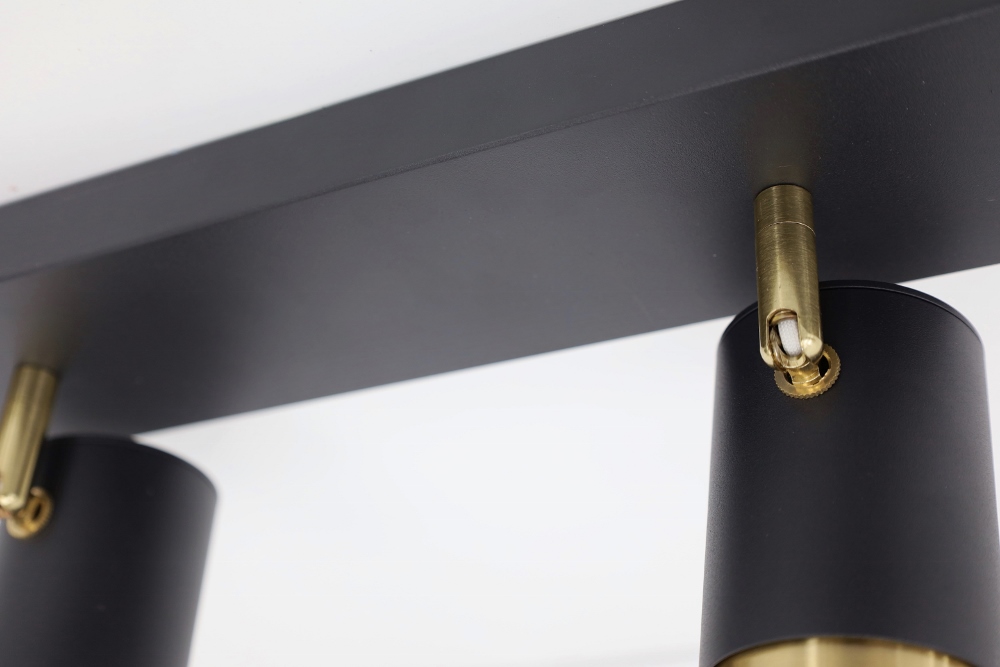 Elegante 2-lichts opbouwspot CAREGA balk | Zwart / Goud