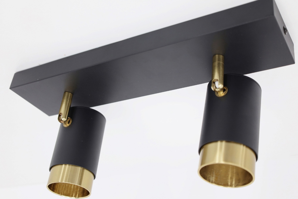 Elegante 2-lichts opbouwspot CAREGA balk | Zwart / Goud