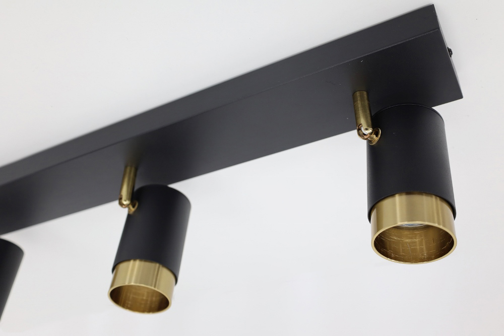 Elegante 3-lichts opbouwspot CAREGA balk | Zwart / Goud