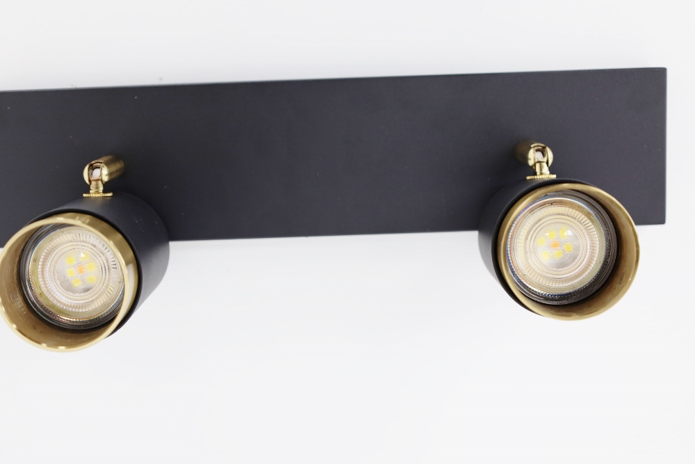 Elegante 3-lichts opbouwspot CAREGA balk | Zwart / Goud