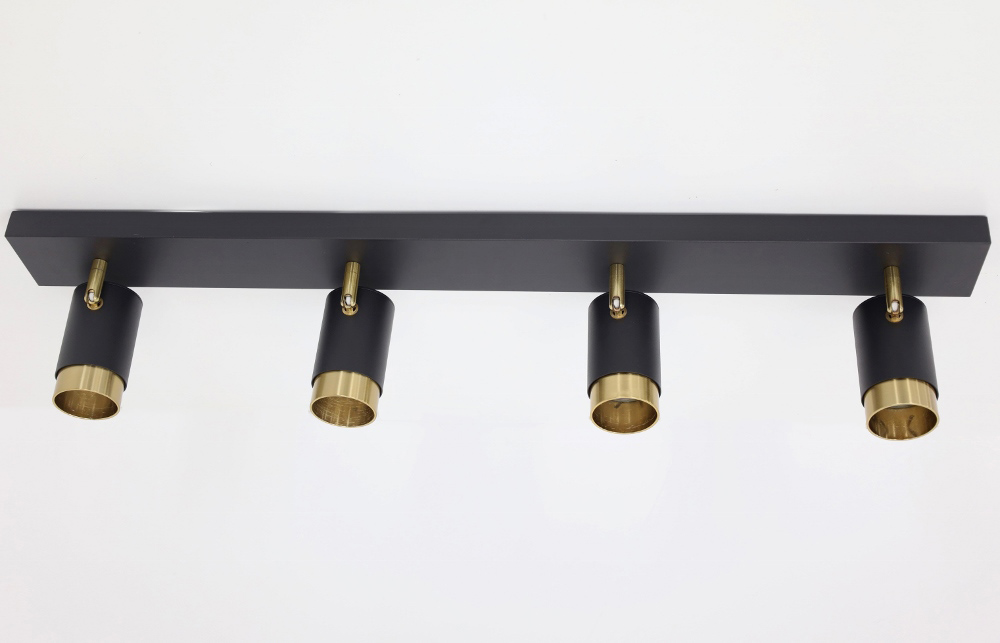 Elegante 4-lichts opbouwspot CAREGA balk | Zwart / Goud