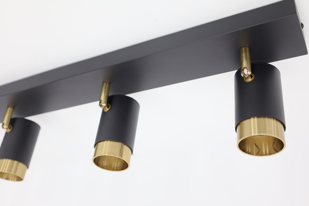 Elegante 4-lichts opbouwspot CAREGA balk | Zwart / Goud