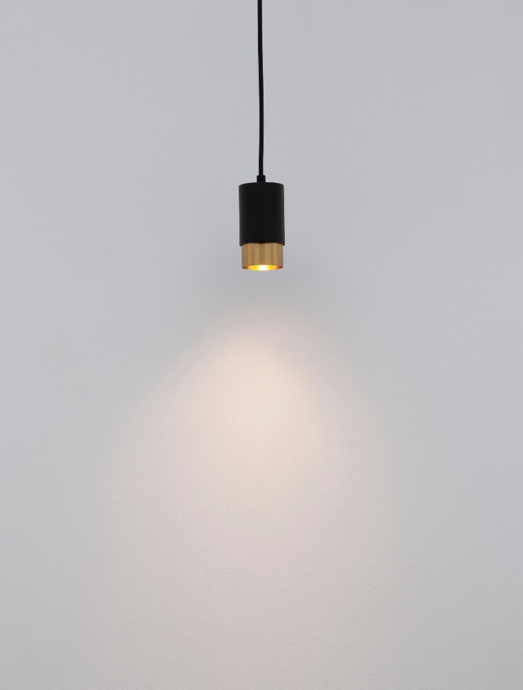 Koker hanglamp CAREGA 11 cm voor LUNA spanningsrail | Zwart / Goud