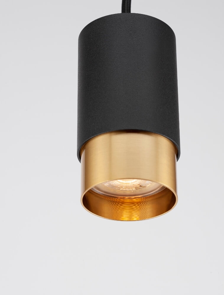 Koker hanglamp CAREGA 11 cm voor LUNA spanningsrail | Zwart / Goud