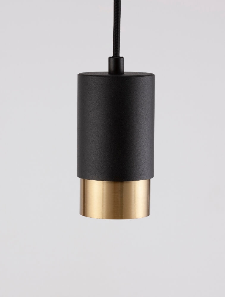 Koker hanglamp CAREGA 11 cm voor LUNA spanningsrail | Zwart / Goud