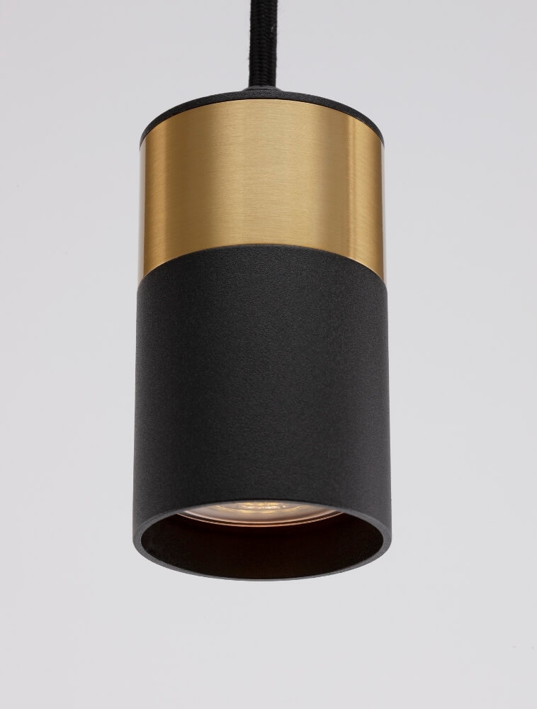 Minimalistische koker hanglamp CAREGA II 9,5 cm | Goud / Zwart