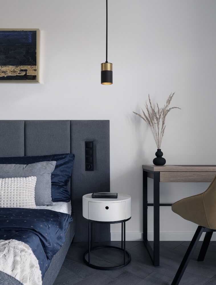 Minimalistische koker hanglamp CAREGA II 9,5 cm | Goud / Zwart