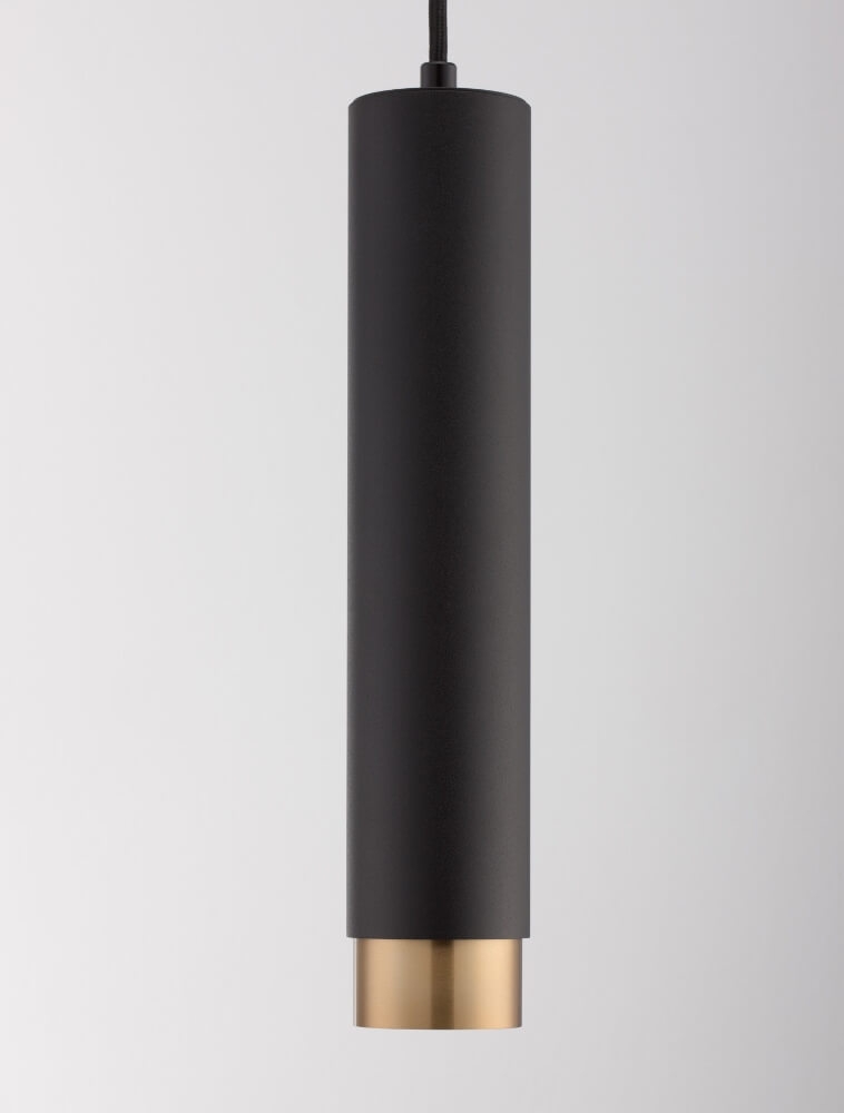 Koker hanglamp CAREGA 30 cm voor LUNA spanningsrail | Zwart / Goud
