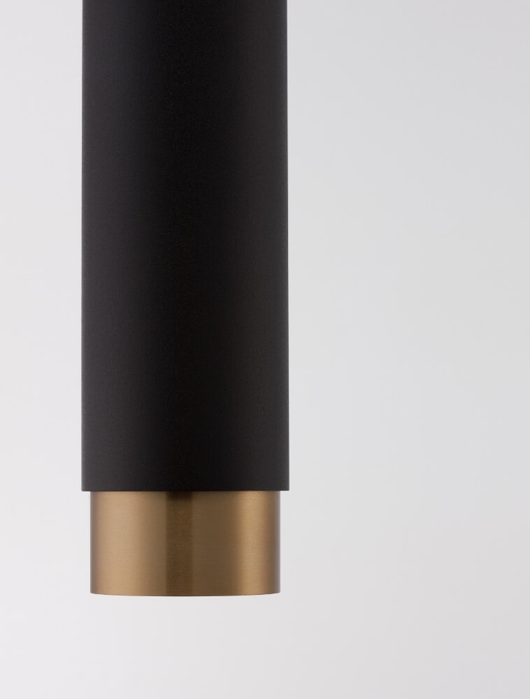 Minimalistische koker hanglamp CAREGA 30 cm | Zwart / Goud