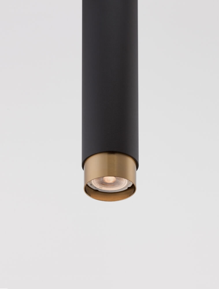 Koker hanglamp CAREGA 30 cm voor LUNA spanningsrail | Zwart / Goud