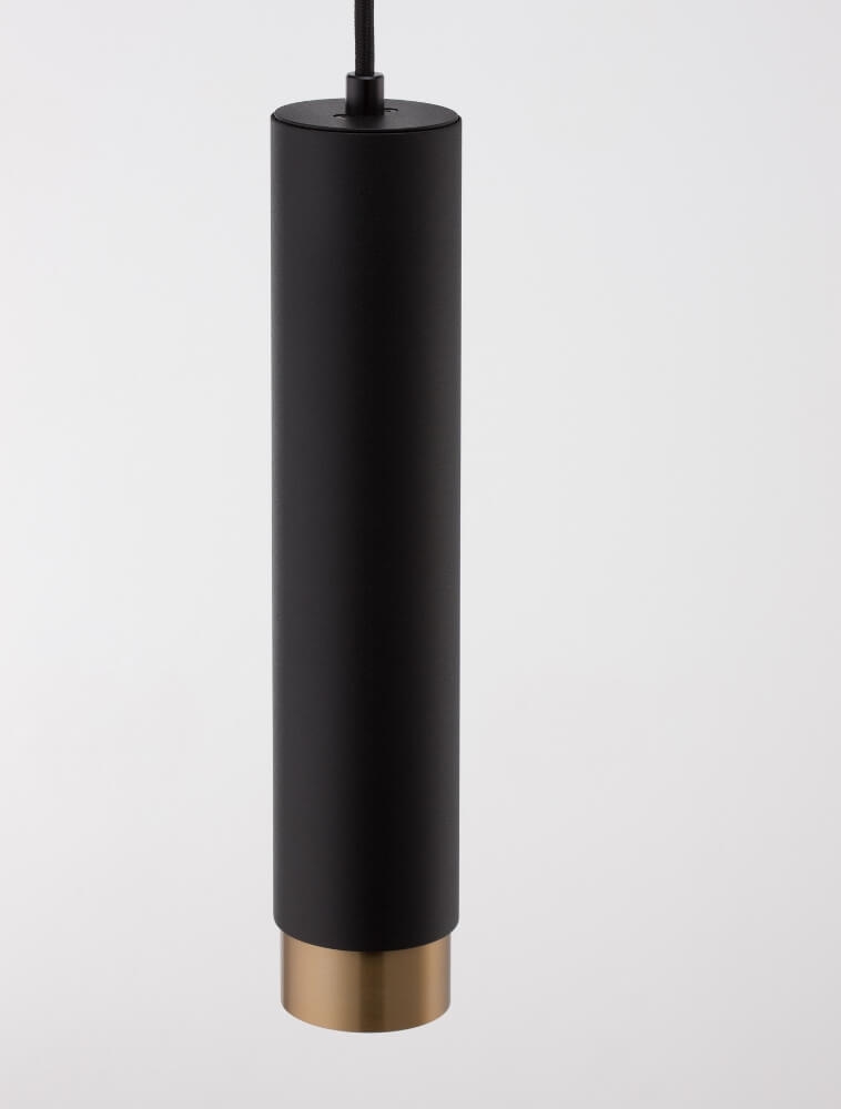 Koker hanglamp CAREGA 30 cm voor LUNA spanningsrail | Zwart / Goud
