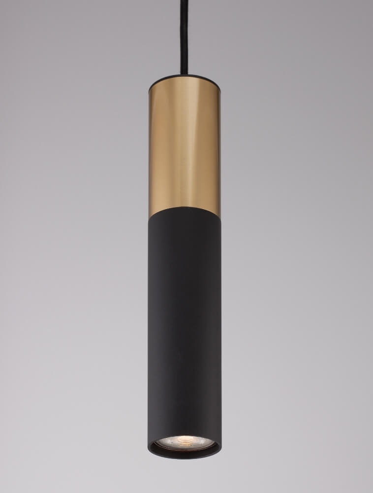Minimalistische koker hanglamp CAREGA II 30 cm | Goud / Zwart