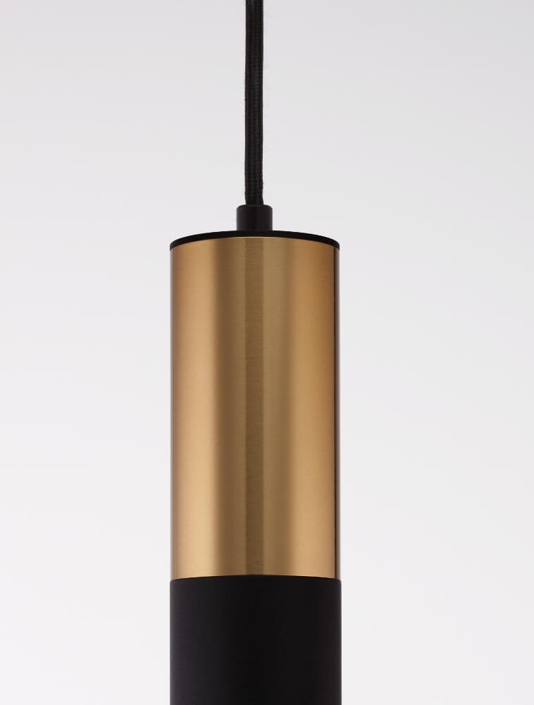 Minimalistische koker hanglamp CAREGA II 30 cm | Goud / Zwart