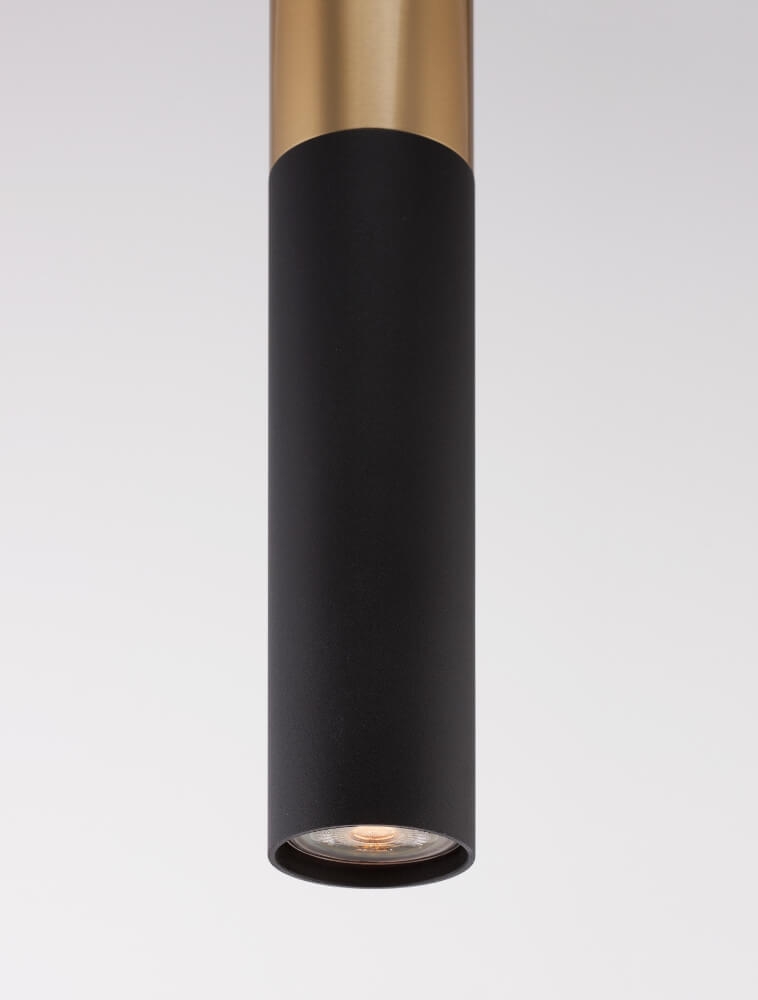 Minimalistische koker hanglamp CAREGA II 30 cm | Goud / Zwart