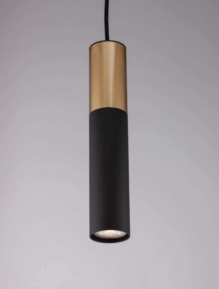 Minimalistische koker hanglamp CAREGA II 30 cm | Goud / Zwart