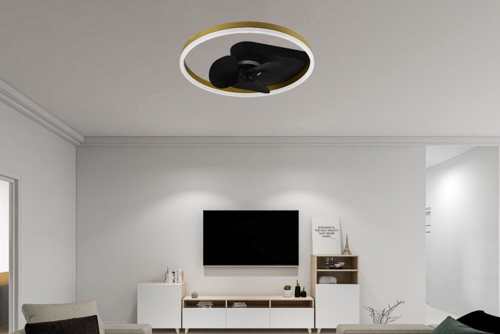 Plafondventilator TOLVA Ø 50 cm Goud / Zwart met lamp | Kleur instelbaar en 3 snelheden