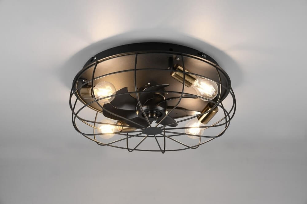 Plafondventilator STROMSUND Ø 48 cm Zwart / Goud met lamp | 3 snelheden
