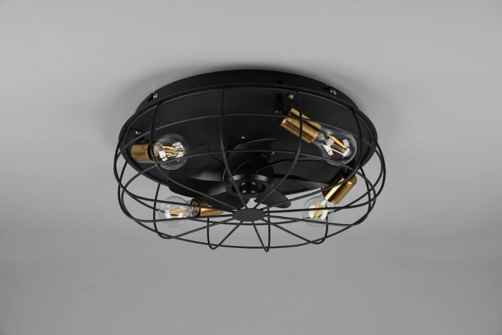 Plafondventilator STROMSUND Ø 48 cm Zwart / Goud met lamp | 3 snelheden