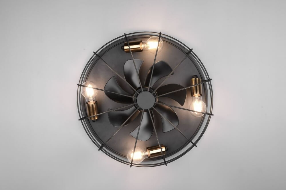 Plafondventilator STROMSUND Ø 48 cm Zwart / Goud met lamp | 3 snelheden