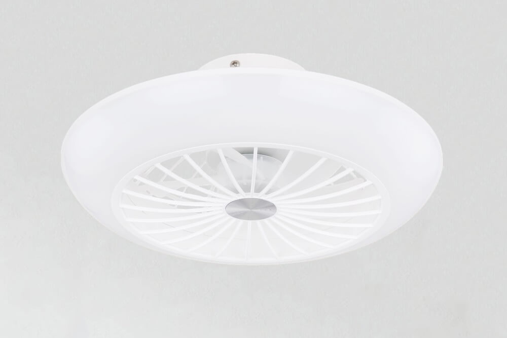 Plafondlamp BROBY wit Ø 30 cm met ventilator | 3 standen met wandschakelaar