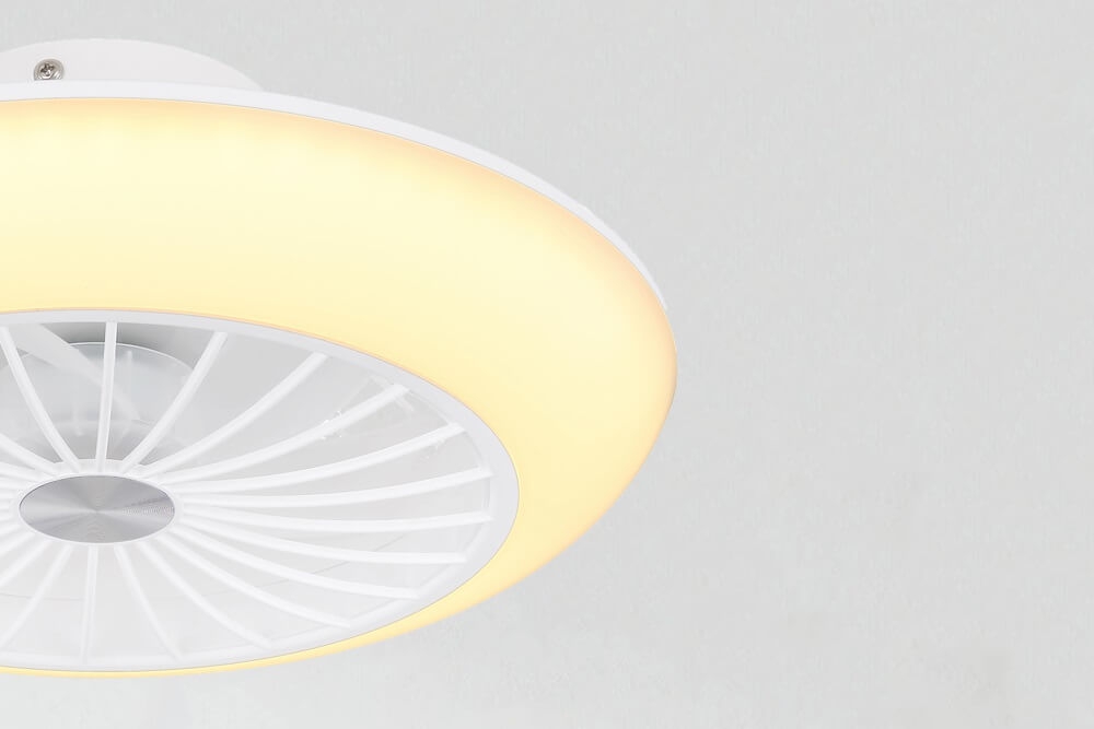 Plafondlamp BROBY wit Ø 30 cm met ventilator | 3 standen met wandschakelaar
