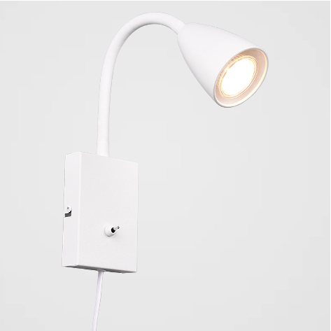 Flexibele wandlamp GINA met schakelaar | Wit
