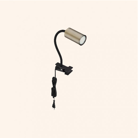 Flexibele klemlamp CILLO GU10 met snoerschakelaar | Brons
