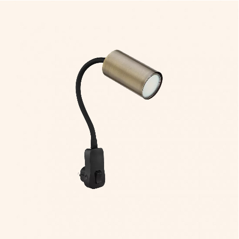 Flexibele stekkerlamp CILLO GU10 met schakelaar | Brons