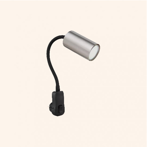Flexibele stekkerlamp CILLO GU10 met schakelaar | Staal