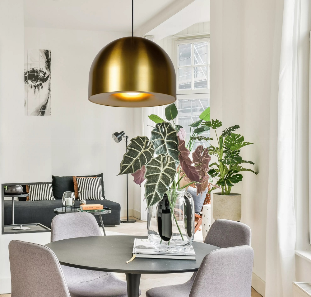 Stoere metalen hanglamp AKRON &Oslash; 50 cm | Goud / messing