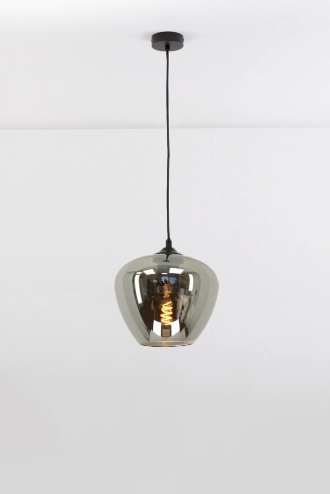 Sfeervolle 3-lichts hanglamp JULIO metallic smoke | Ronde plaat 50 cm