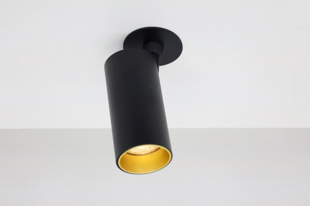 Strakke semi inbouwspot TELESCOPE XL GU10 | Zwart / Goud