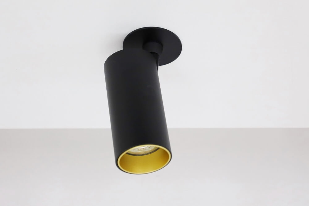 Strakke semi inbouwspot TELESCOPE XL GU10 | Zwart / Goud