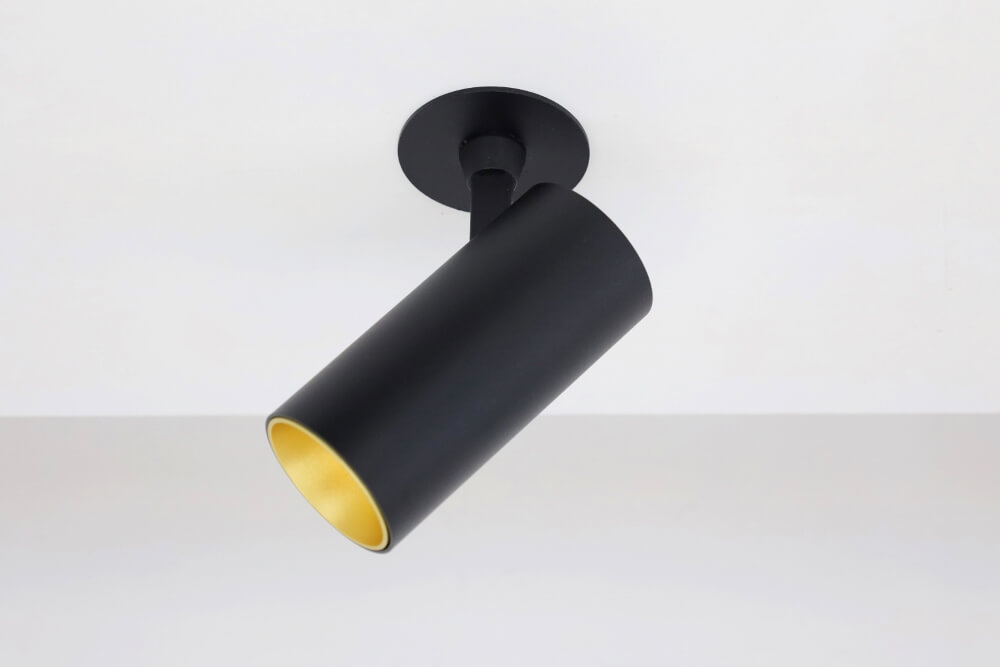 Strakke semi inbouwspot TELESCOPE XL GU10 | Zwart / Goud