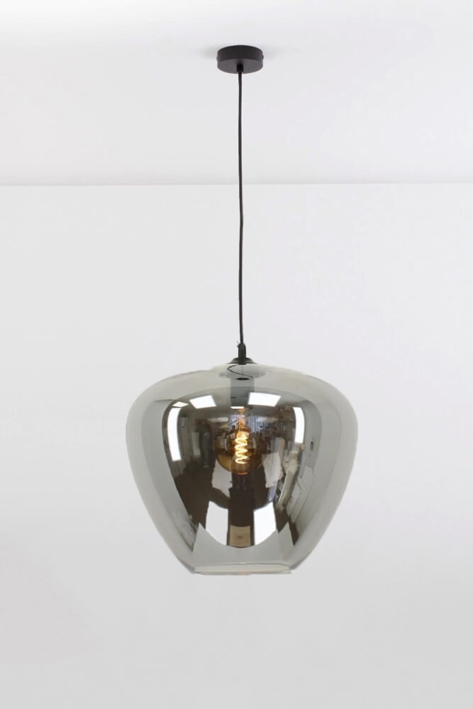 Sfeervolle 3-lichts hanglamp JULIO metallic smoke | Ronde plaat 50 cm
