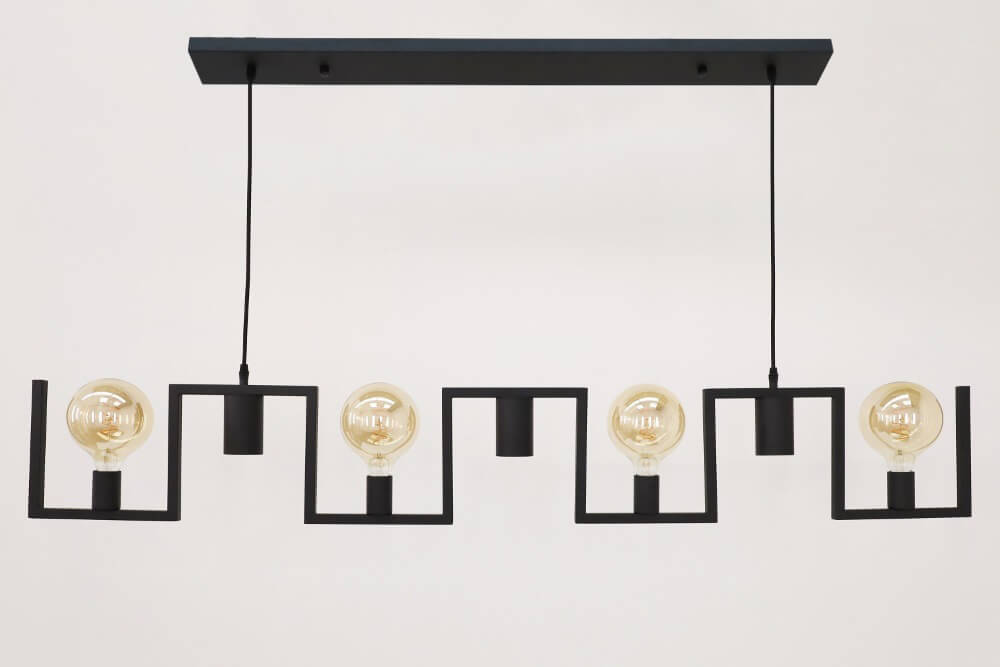 Functionele zwarte hanglamp COMBI E27 + GU10 | 7-lichts