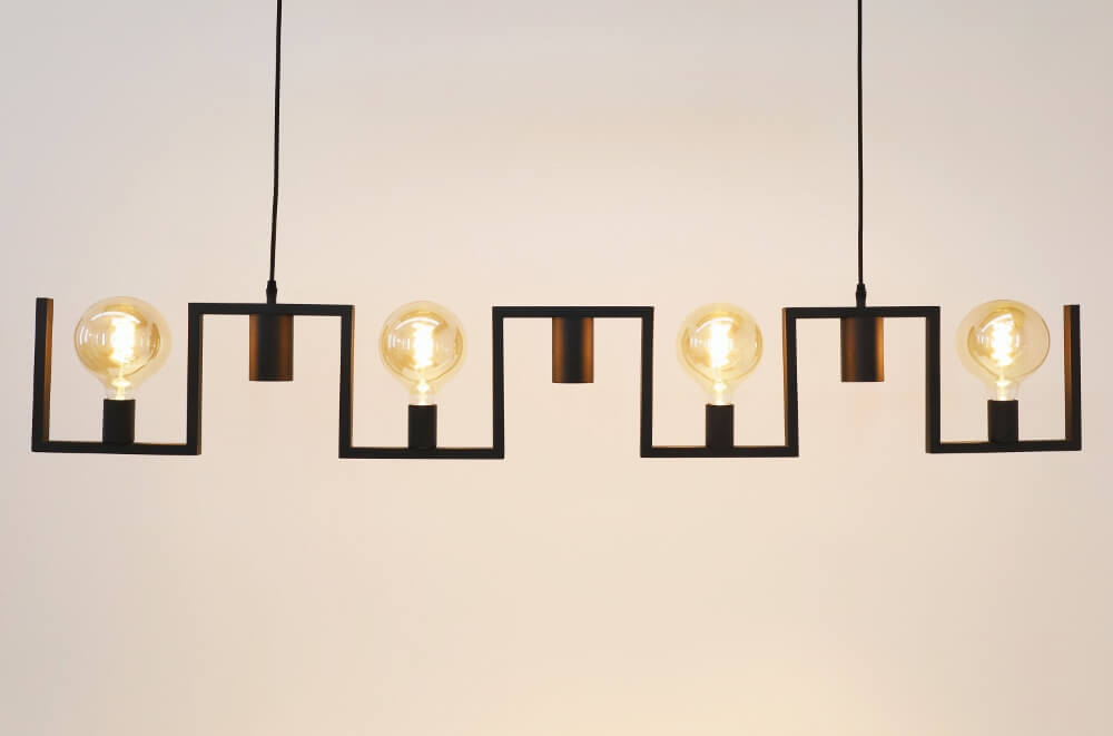 Functionele zwarte hanglamp COMBI E27 + GU10 | 7-lichts