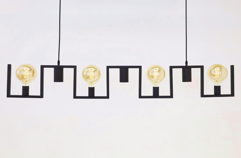 Functionele zwarte hanglamp COMBI E27 + GU10 | 7-lichts
