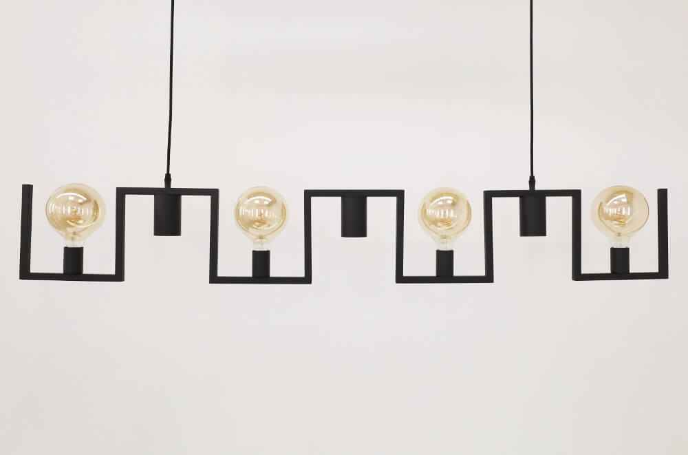Functionele zwarte hanglamp COMBI E27 + GU10 | 7-lichts