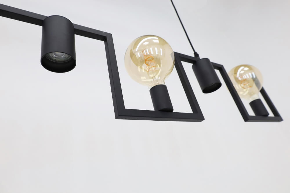 Functionele zwarte hanglamp COMBI E27 + GU10 | 7-lichts
