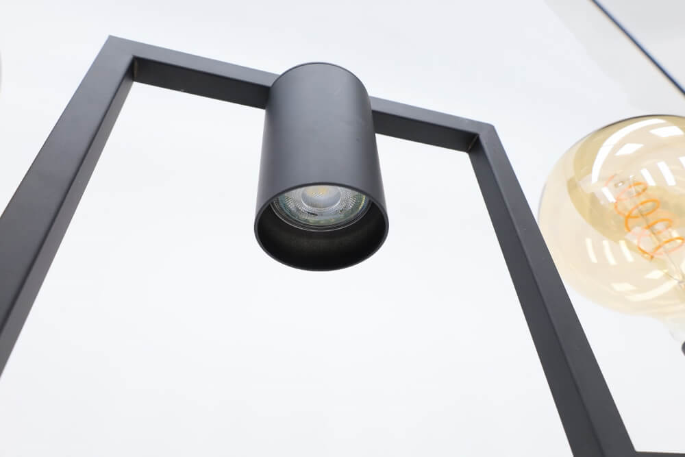 Functionele zwarte hanglamp COMBI E27 + GU10 | 7-lichts