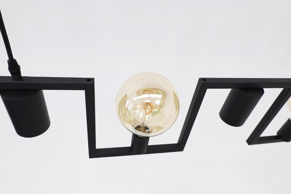 Functionele zwarte hanglamp COMBI E27 + GU10 | 7-lichts