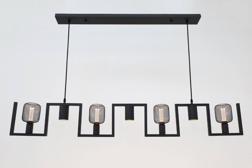 Functionele zwarte hanglamp COMBI GAAS E27 + GU10 | 7-lichts compleet