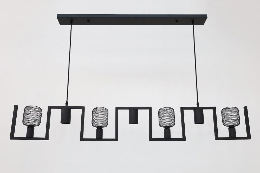 Functionele zwarte hanglamp COMBI GAAS E27 + GU10 | 7-lichts compleet