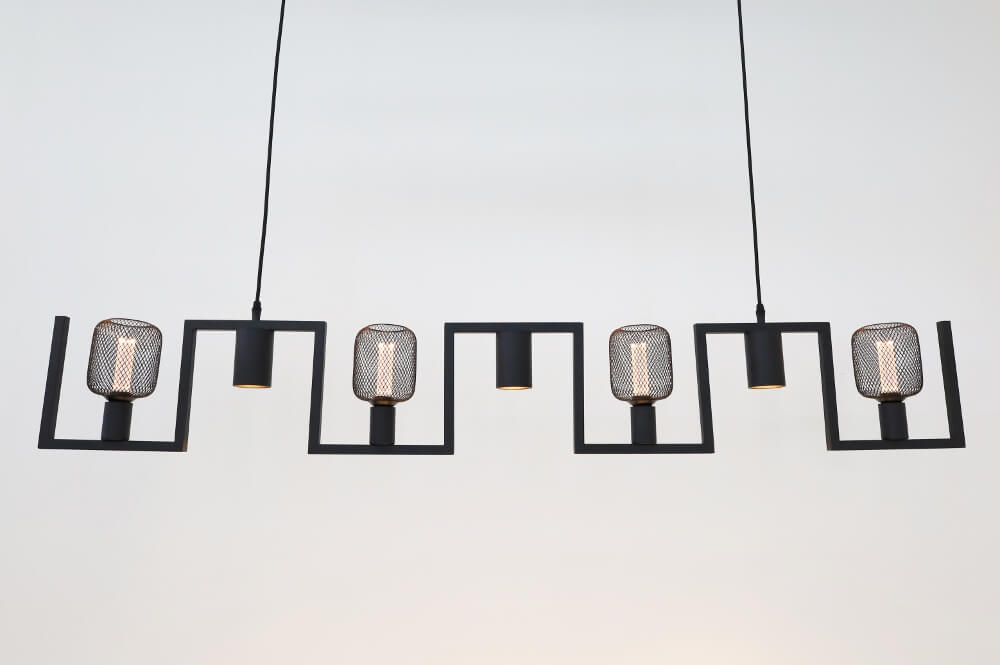 Functionele zwarte hanglamp COMBI GAAS E27 + GU10 | 7-lichts compleet