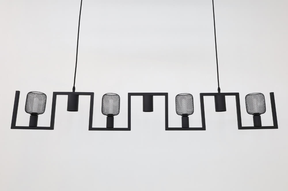Functionele zwarte hanglamp COMBI GAAS E27 + GU10 | 7-lichts compleet