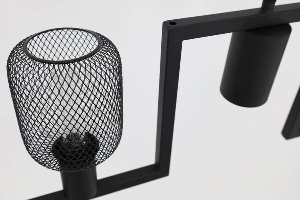 Functionele zwarte hanglamp COMBI GAAS E27 + GU10 | 7-lichts compleet