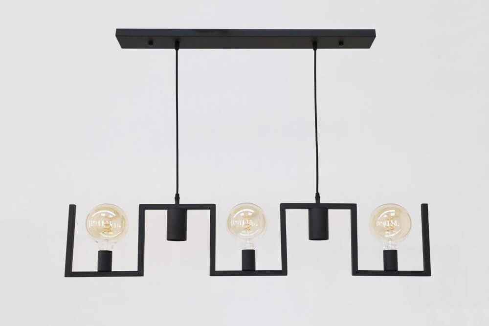 Functionele zwarte hanglamp COMBI E27 + GU10 | 5-lichts