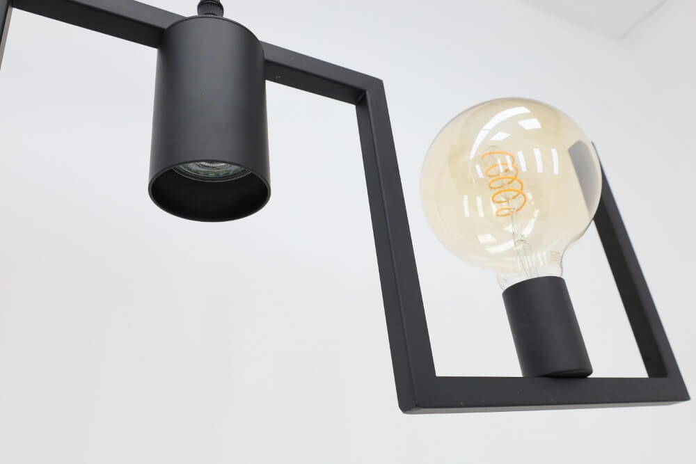 Functionele zwarte hanglamp COMBI E27 + GU10 | 5-lichts